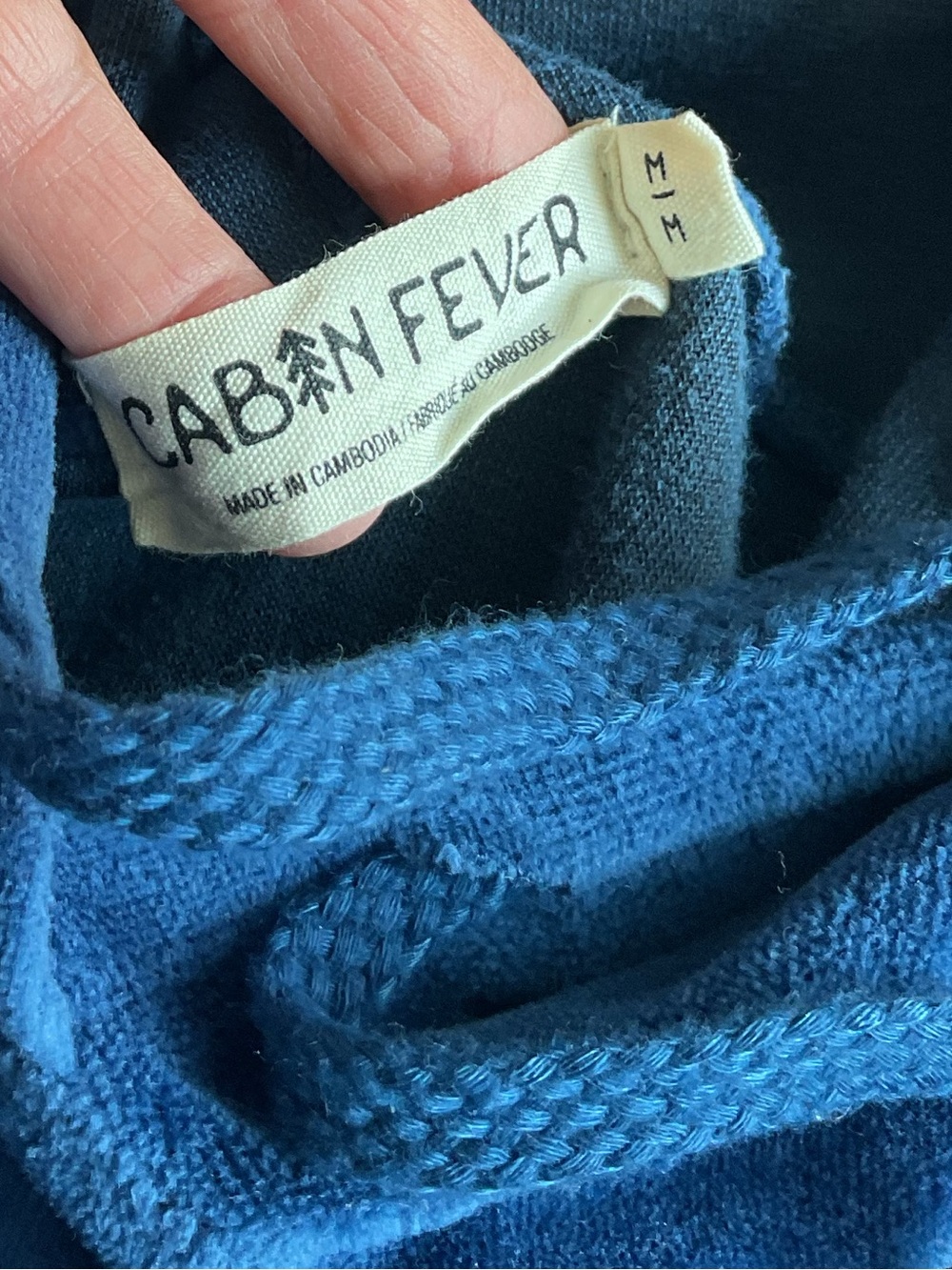 *Cabin Fever *Blue Velour Cropped over the head Hoodie . - Picture 2 of 8